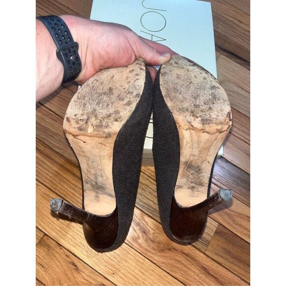 JOAN & DAVID DVFLIPP Grey FB Patent Leather Stiletto Pump Shoes Heels Size 10 - Picture 7 of 9